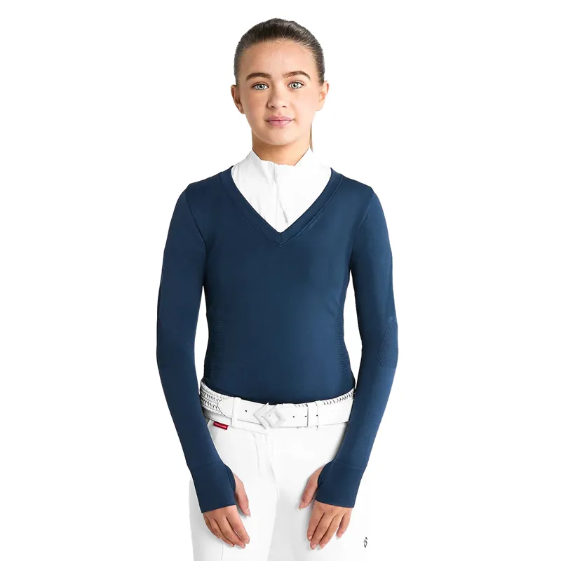 Aztec Diamond Young Rider Girls Show Sweater - Navy-3