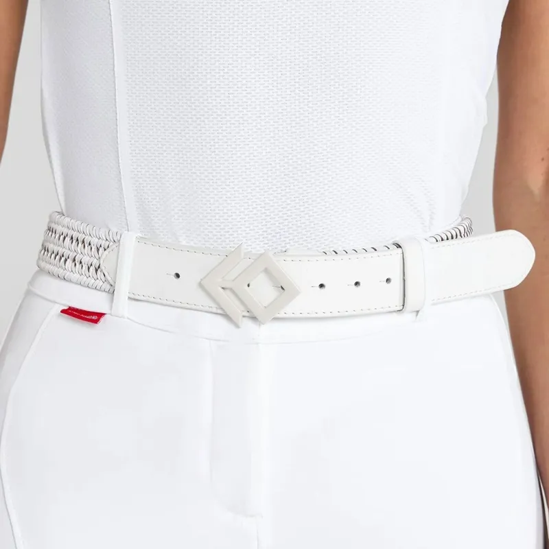 Aztec Diamond Young Rider Woven Belt - White