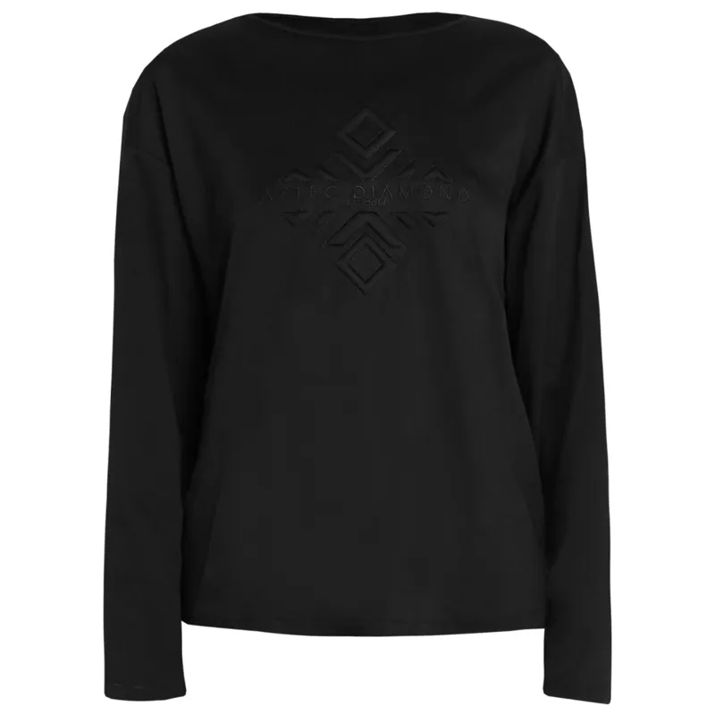 Aztec Diamond Loose Emboss Womens Tee - Black Pre-Order-1