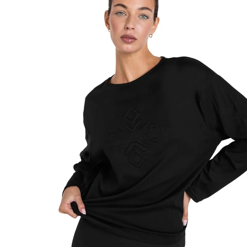 Aztec Diamond Loose Emboss Womens Tee - Black Pre-Order-2