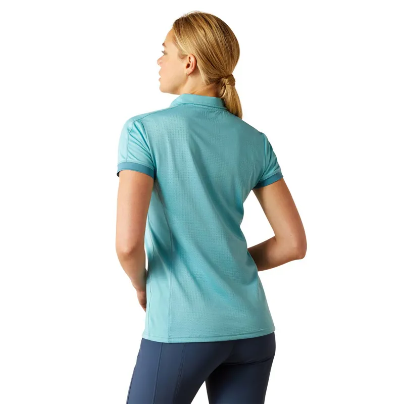 Ariat Bandera 1/4 Zip Ladies Polo Shirt - Aqua-1