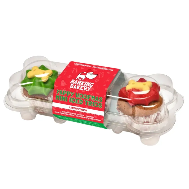 Barking Bakery Yappy Woofmas Mini Iced Cupcake Dog Treats 3 Pack