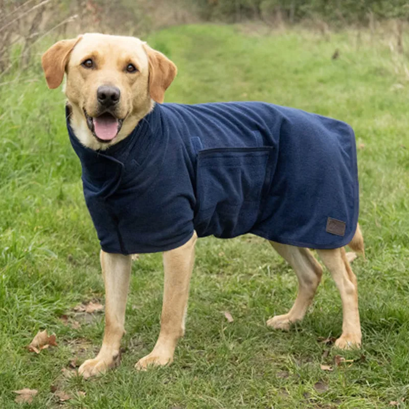 Benji and Flo Classic Drying Dog Robe - Navy-2