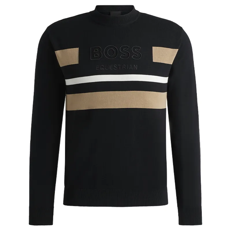 BOSS Equestrian Brad Logo Mens Jumper - Black-4