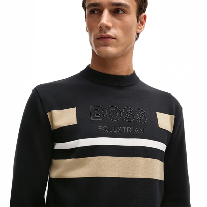 BOSS Equestrian Brad Logo Mens Jumper - Black-2