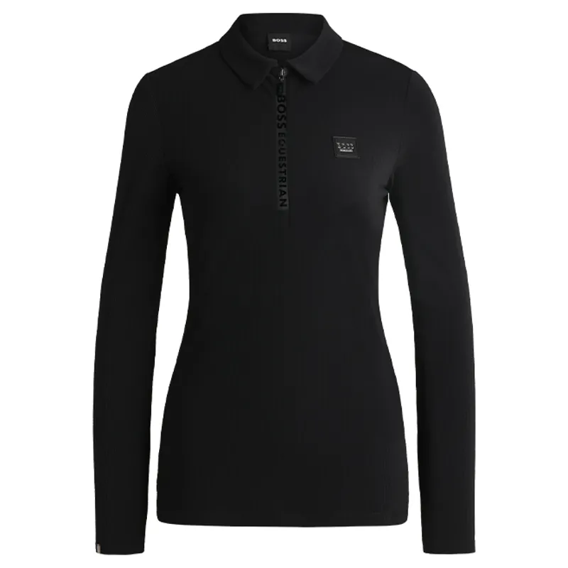BOSS Equestrian Chess Long Sleeve Training Shirt - Black-4