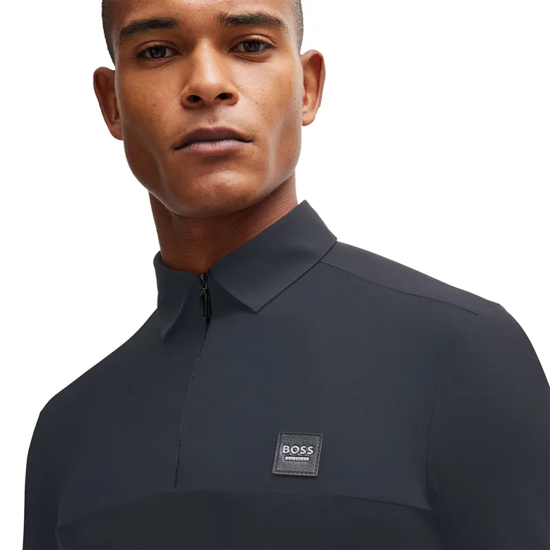 BOSS Equestrian Elton Mens Long Sleeve Training Polo Shirt - Grey-2