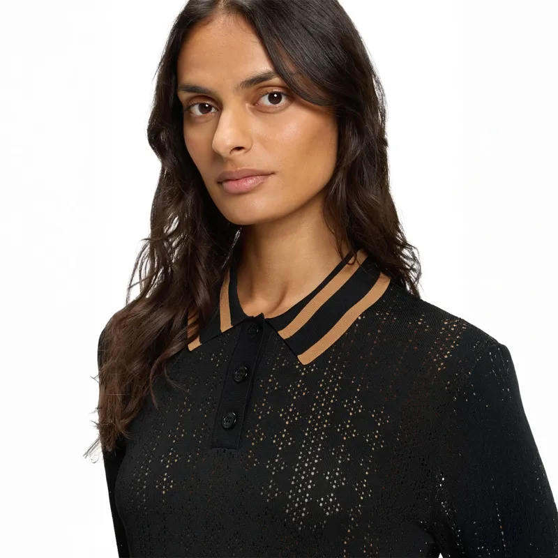 BOSS Equestrian Pam Womens Long Sleeve Polo Shirt - Black Pre-Order-3