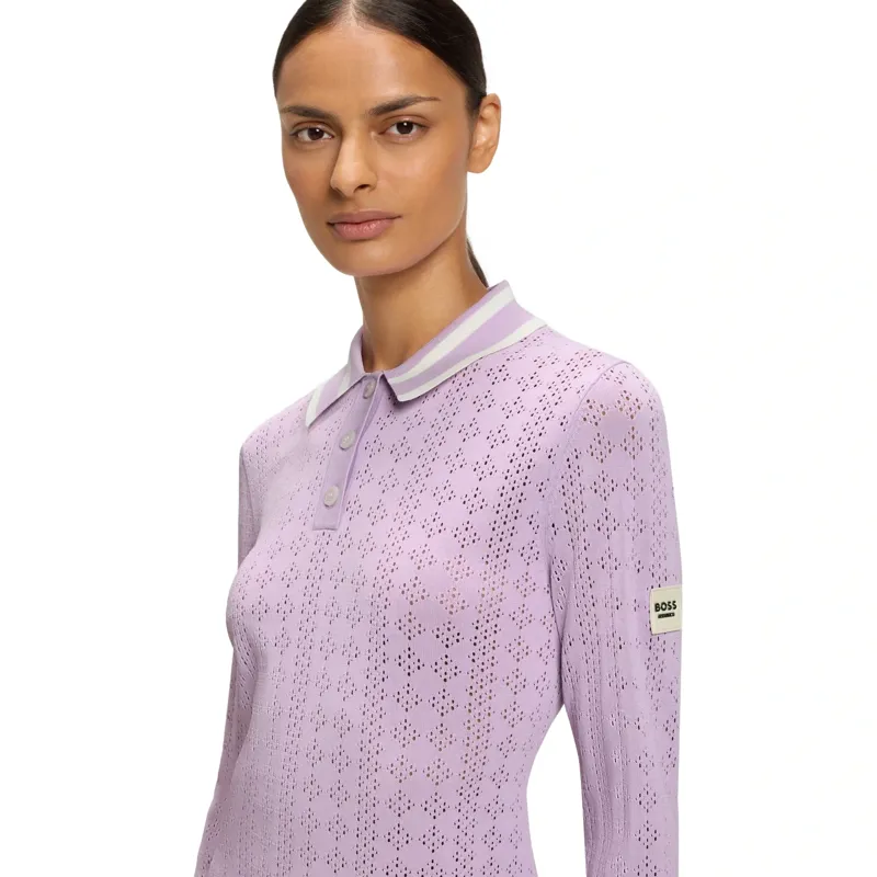 BOSS Equestrian Pam Womens Long Sleeve Polo Shirt - Orchid Pre-Order-3