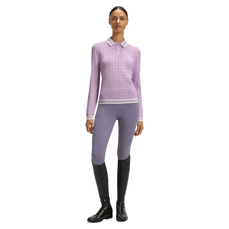 BOSS Equestrian Pam Womens Long Sleeve Polo Shirt - Orchid Pre-Order-4