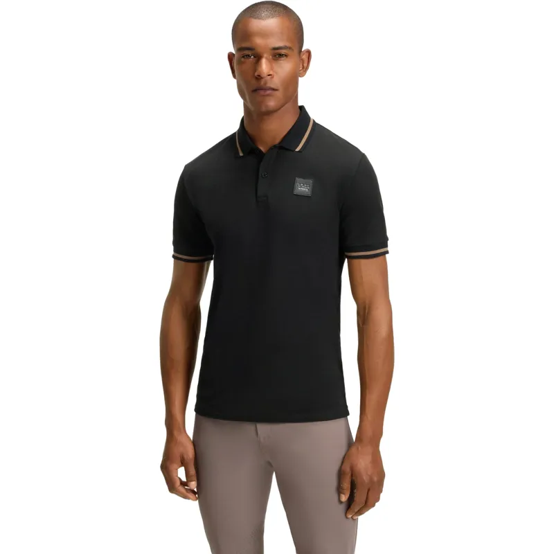 BOSS Equestrian Paul Mens Patch Polo Shirt - Black Pre-Order-1