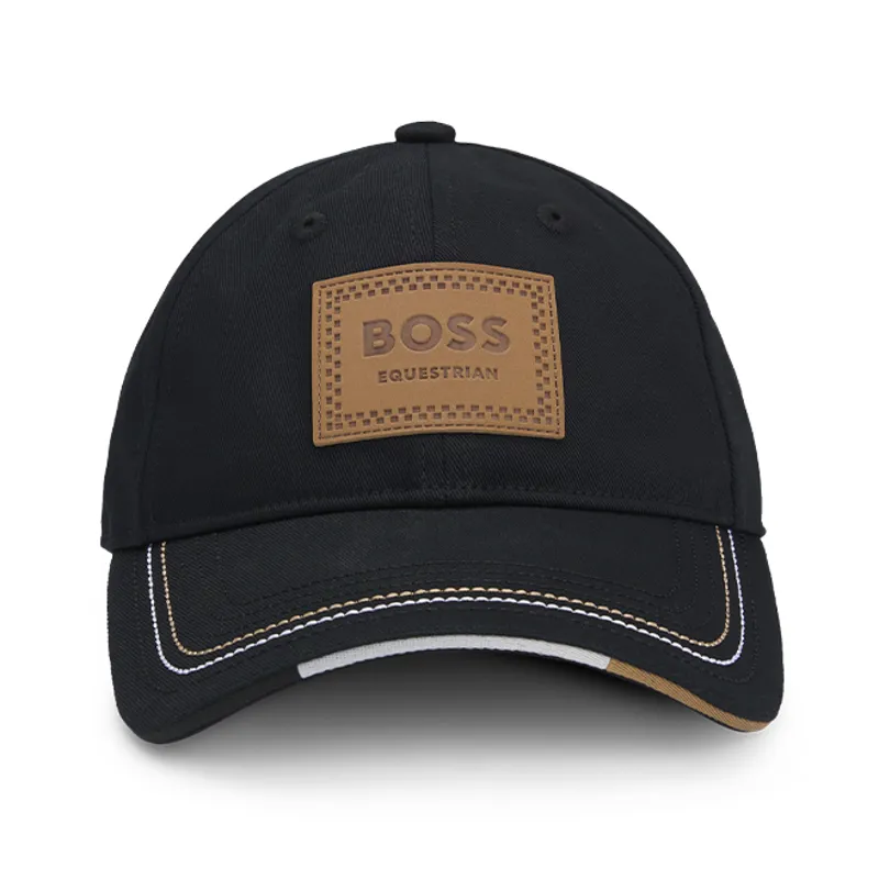 BOSS Equestrian Unisex Leather Vintage Patch Baseball Cap - Black