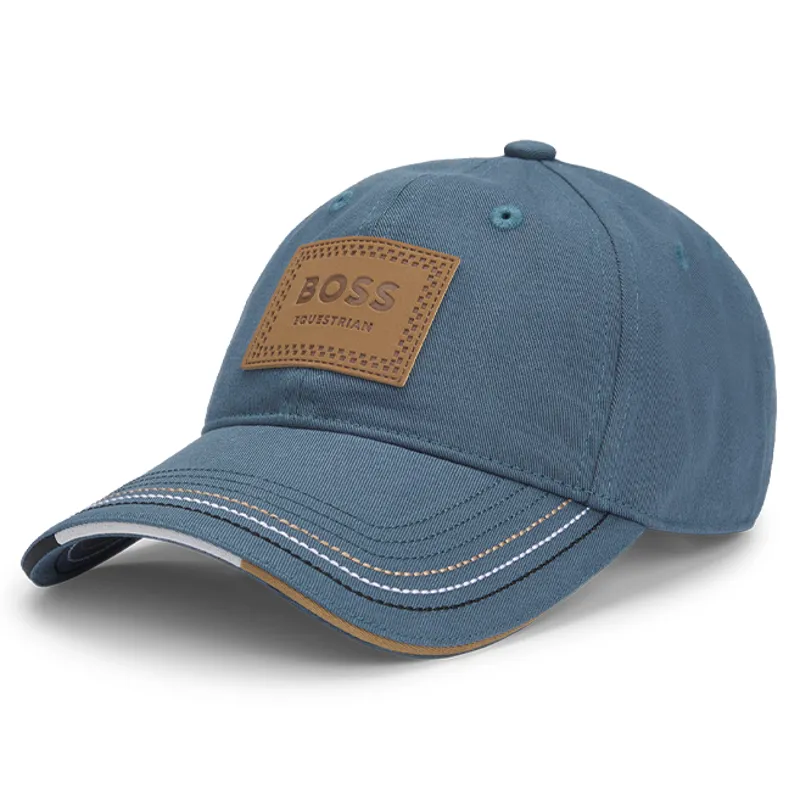 BOSS Equestrian Unisex Leather Vintage Patch Baseball Cap - Northern Blue-3