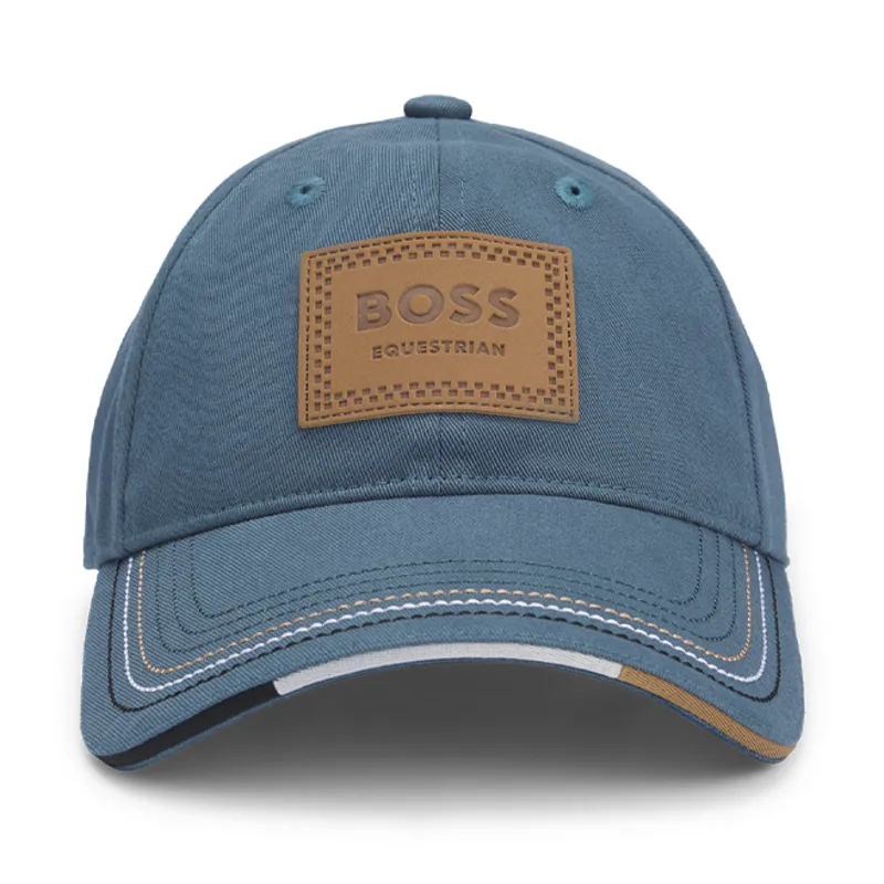 BOSS Equestrian Unisex Leather Vintage Patch Baseball Cap - Northern Blue