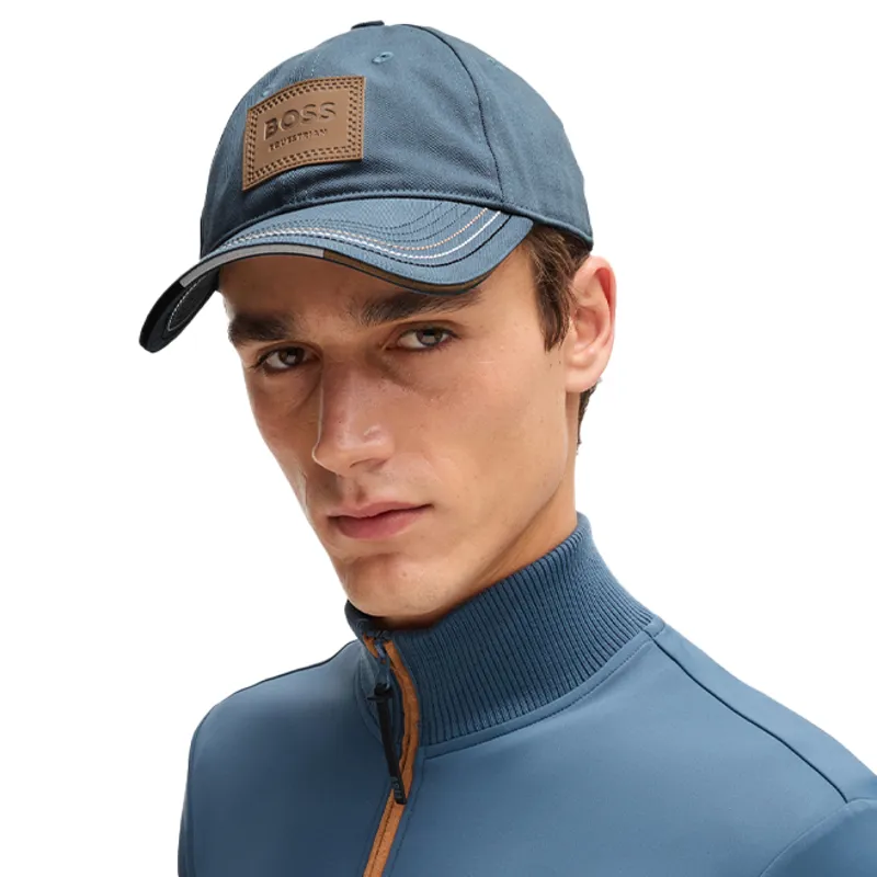 BOSS Equestrian Unisex Leather Vintage Patch Baseball Cap - Northern Blue-1