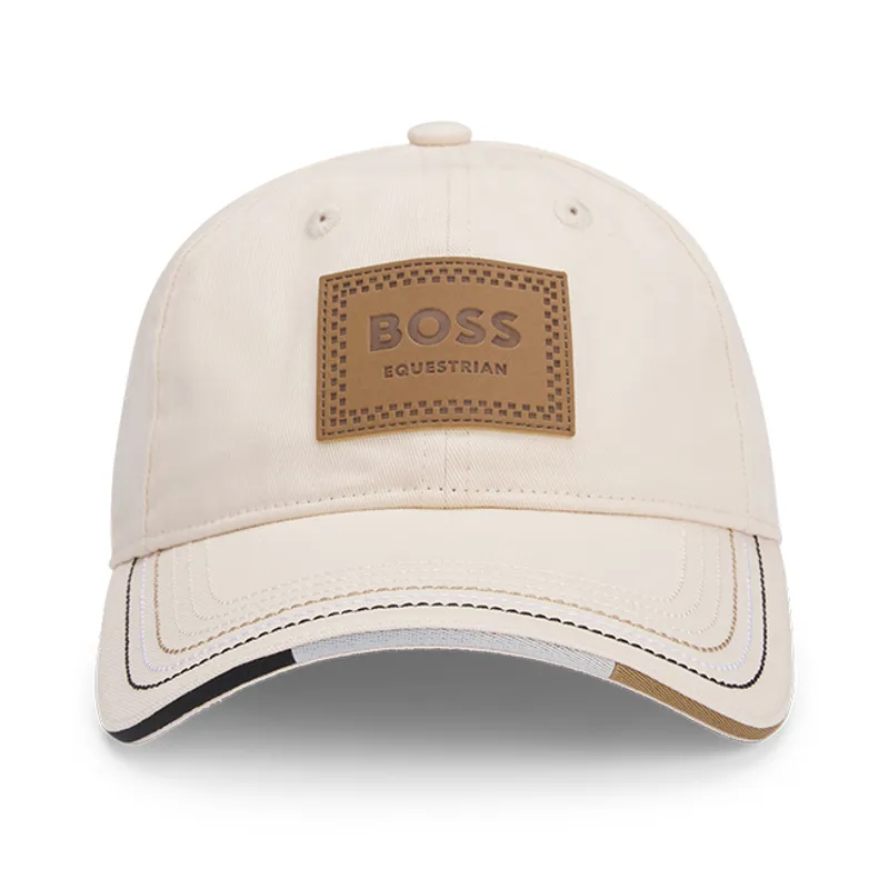 BOSS Equestrian Unisex Leather Vintage Patch Baseball Cap - Pearl