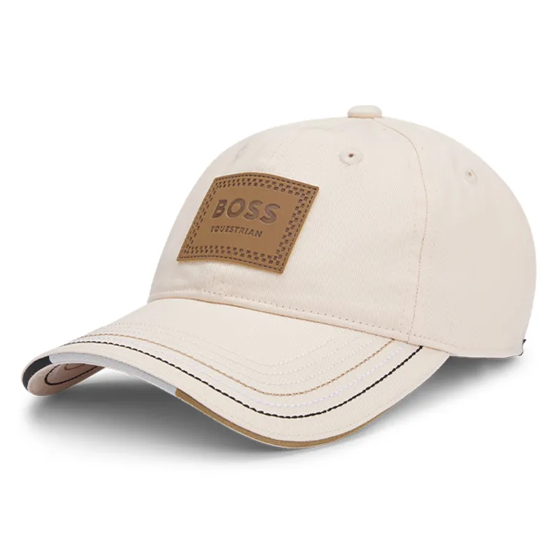 BOSS Equestrian Unisex Leather Vintage Patch Baseball Cap - Pearl-1