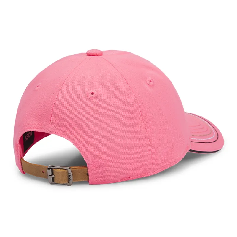BOSS Equestrian Leather Vintage Patch Baseball Cap - Pink-4