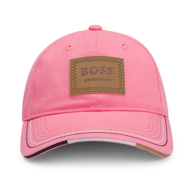 BOSS Equestrian Leather Vintage Patch Baseball Cap - Pink