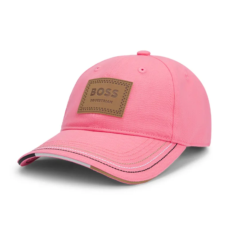 BOSS Equestrian Leather Vintage Patch Baseball Cap - Pink-2