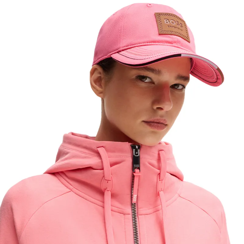 BOSS Equestrian Leather Vintage Patch Baseball Cap - Pink-1
