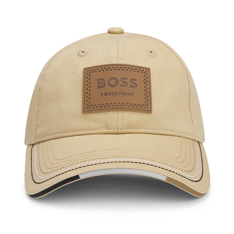 BOSS Equestrian Unisex Leather Vintage Patch Baseball Cap - Sand