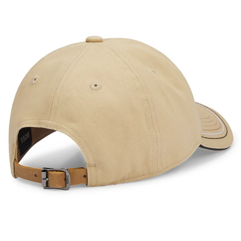 BOSS Equestrian Unisex Leather Vintage Patch Baseball Cap - Sand-3