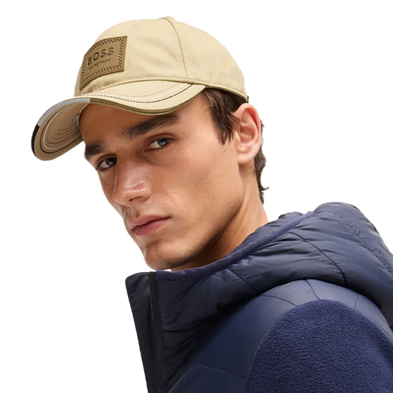BOSS Equestrian Unisex Leather Vintage Patch Baseball Cap - Sand-2