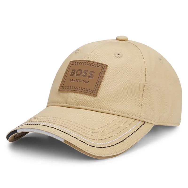 BOSS Equestrian Unisex Leather Vintage Patch Baseball Cap - Sand-1