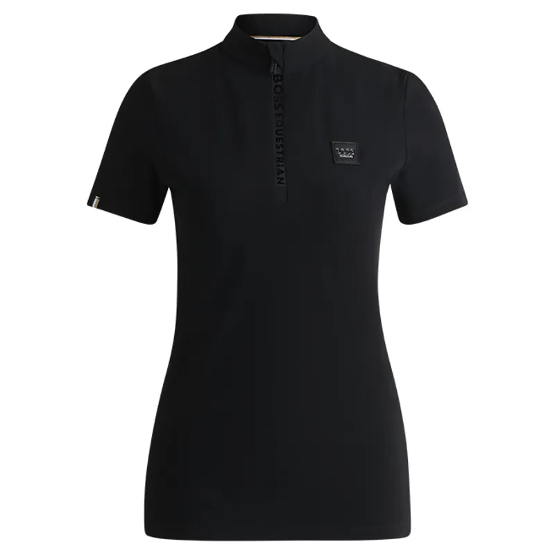 BOSS Equestrian Maira Ladies Half Zip Training Shirt - Black Stripes-1