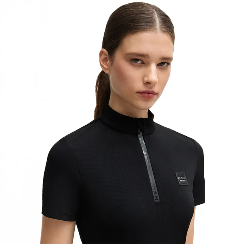 BOSS Equestrian Maira Ladies Half Zip Training Shirt - Black Stripes-4