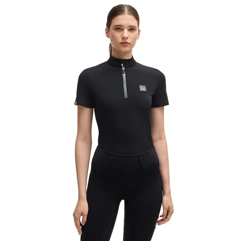 BOSS Equestrian Maira Ladies Half Zip Training Shirt - Black Stripes
