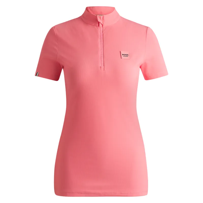BOSS Equestrian Maira Ladies Half Zip Training Shirt - Pink Stripes-1