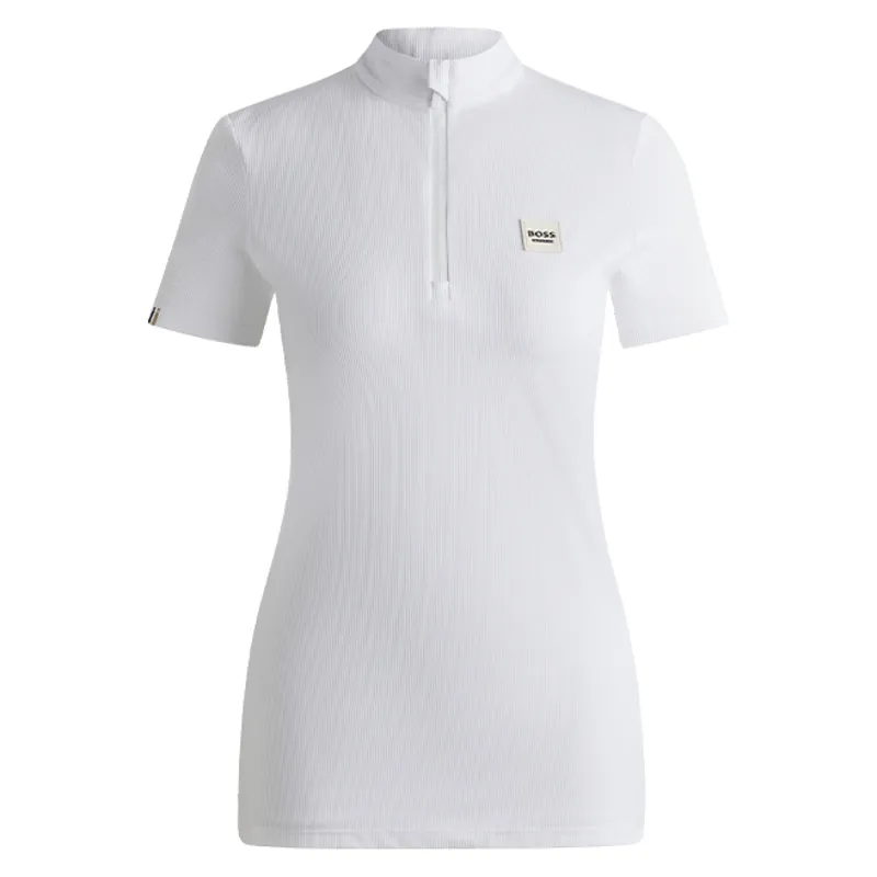 BOSS Equestrian Maira Ladies Half Zip Training Shirt - White Stripes-1