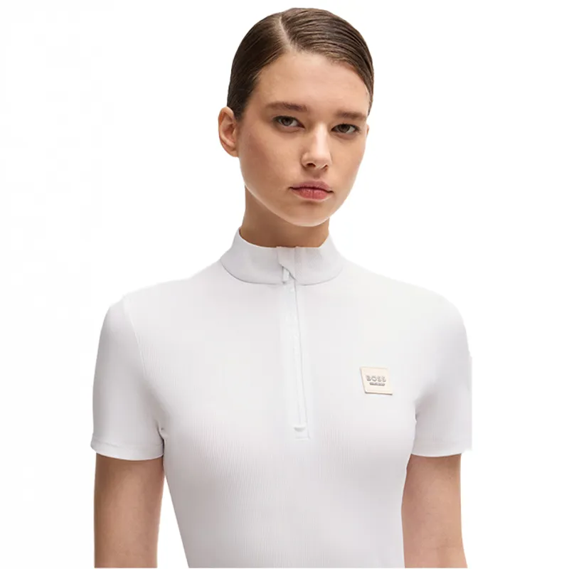BOSS Equestrian Maira Ladies Half Zip Training Shirt - White Stripes-3