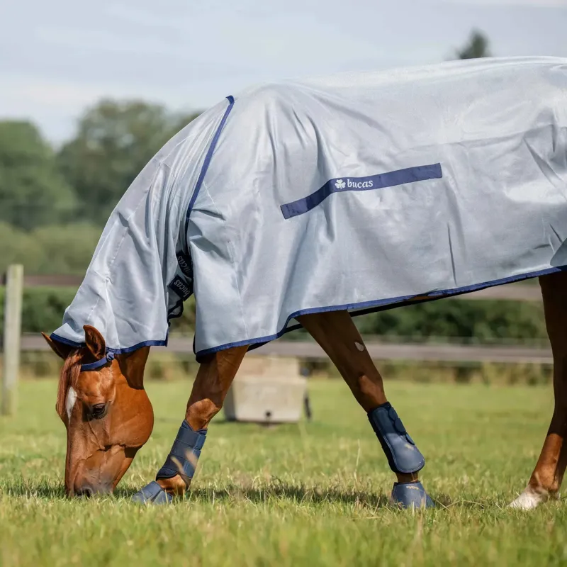 Bucas Buzz-Off Full Neck Fly Rug - Silver/Blue-2