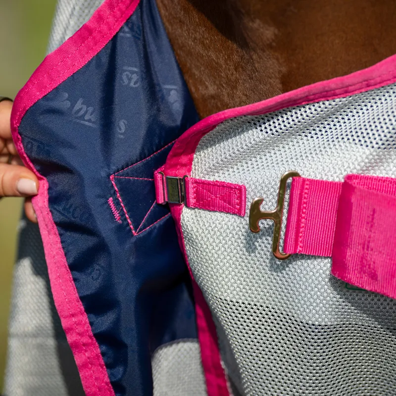 Bucas Buzz Off Detachable Neck Fly Rug - Blue/Blossom Pre-Order-1