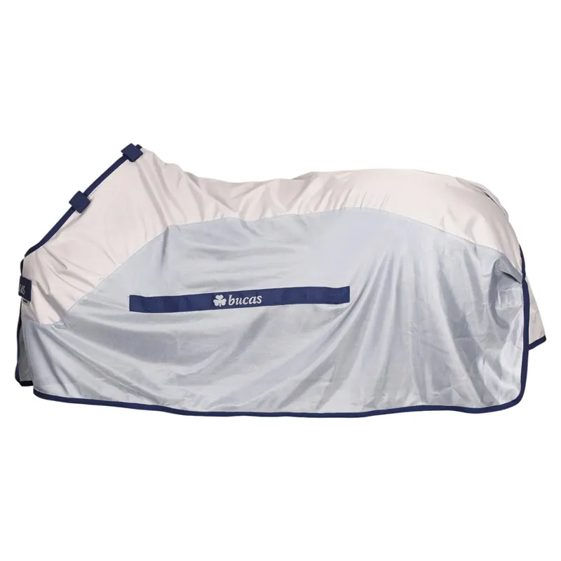 Bucas Buzz Off Rain Detachable Neck Waterproof Fly Rug - Silver/Blue-6