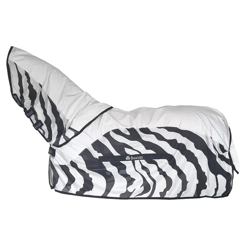 Bucas Buzz Off Rain Detachable Neck Waterproof Fly Rug - Zebra Print-6