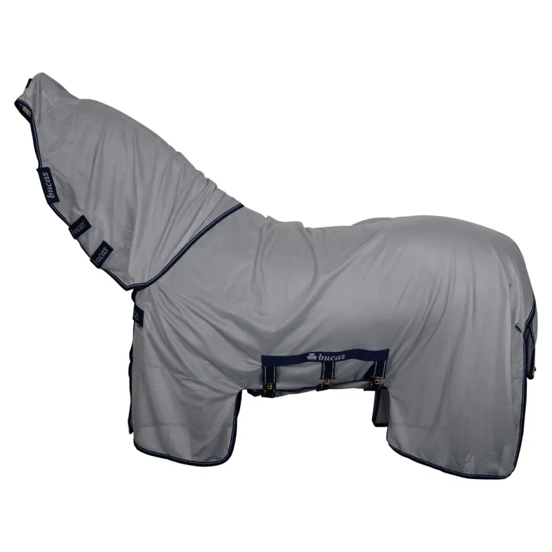 Bucas Buzz-Off X Full Neck Fly Rug - Silver/Blue-5