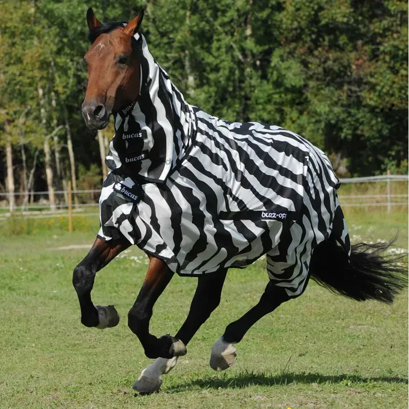 Bucas Buzz-Off Full Neck Fly Rug - Zebra Print-5