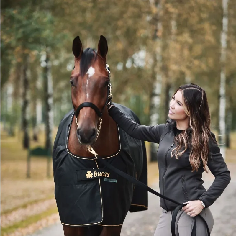 Bucas Irish 50g Standard Neck Turnout Rug - Black/Gold-3
