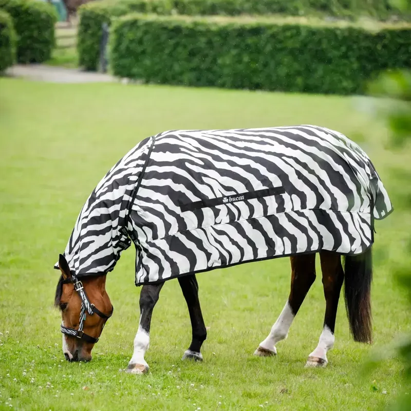 Bucas Sweet-Itch Full Neck Fly Rug - Zebra Print-4