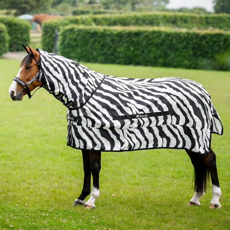 Bucas Sweet-Itch Full Neck Fly Rug - Zebra Print-2