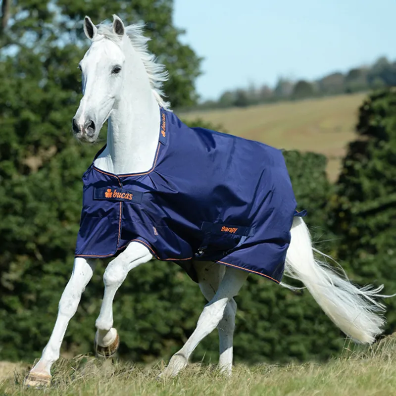 Bucas Therapy 300g Heavyweight Turnout Rug - Navy/Orange
