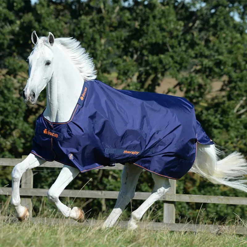 Bucas Therapy 300g Heavyweight Turnout Rug - Navy/Orange-1
