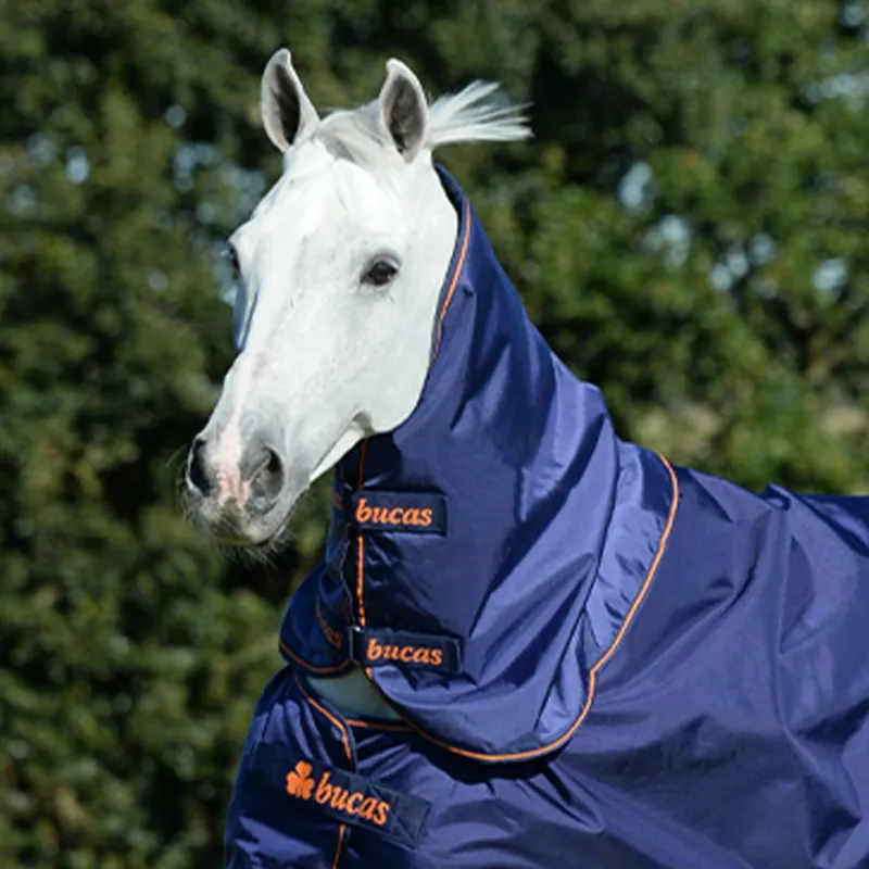 Bucas Therapy Turnout Rug Neck Cover - Navy/Orange-1