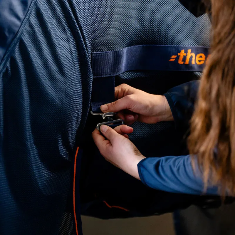 Bucas Therapy X-Range Rain Waterproof Detachable Neck Rug - Navy/Orange-3