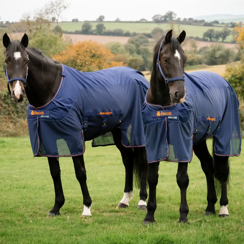 Bucas Therapy X-Range Rain Waterproof Detachable Neck Rug - Navy/Orange-6