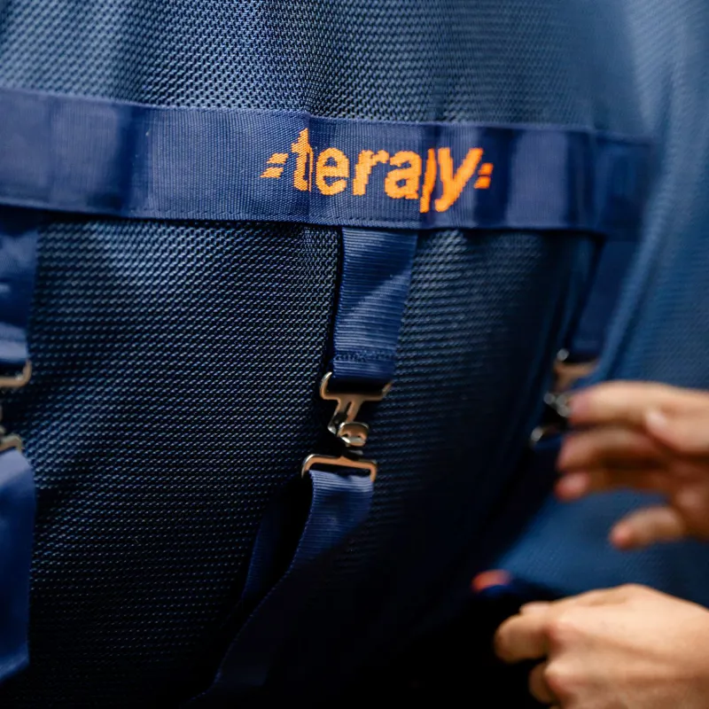 Bucas Therapy X-Range Rain Waterproof Detachable Neck Rug - Navy/Orange-7